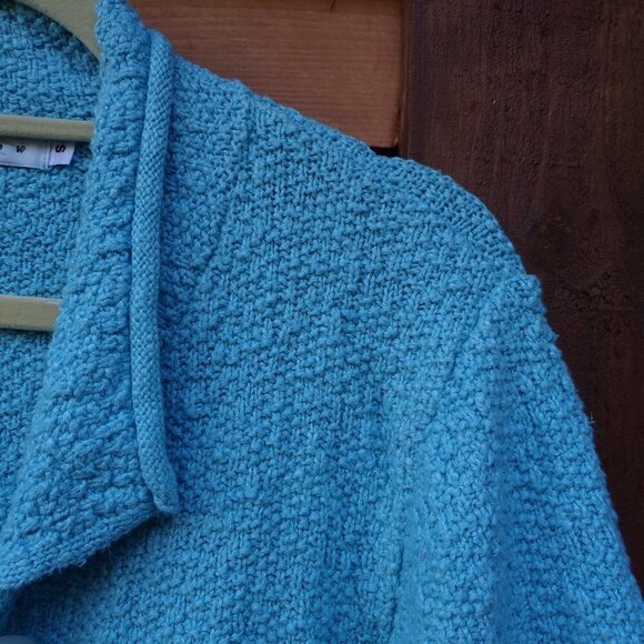 Willow Women's Cardigan Button Turquoise Blue Sweater. 100% Cotton, Made in USA - Picture 3 of 9